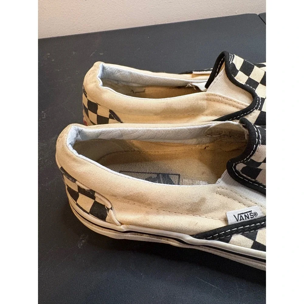 Vans Classic Slip-On Checkerboard Black White Sneakers Mens 6.5 Womens 8.0